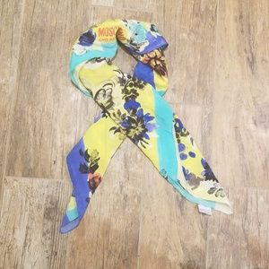 Moschino bright floral silk scarf